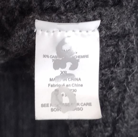 Vince Dark Grey Textured Sweater With Tie Cashmere Blend Size XS - Picture 7 of 14